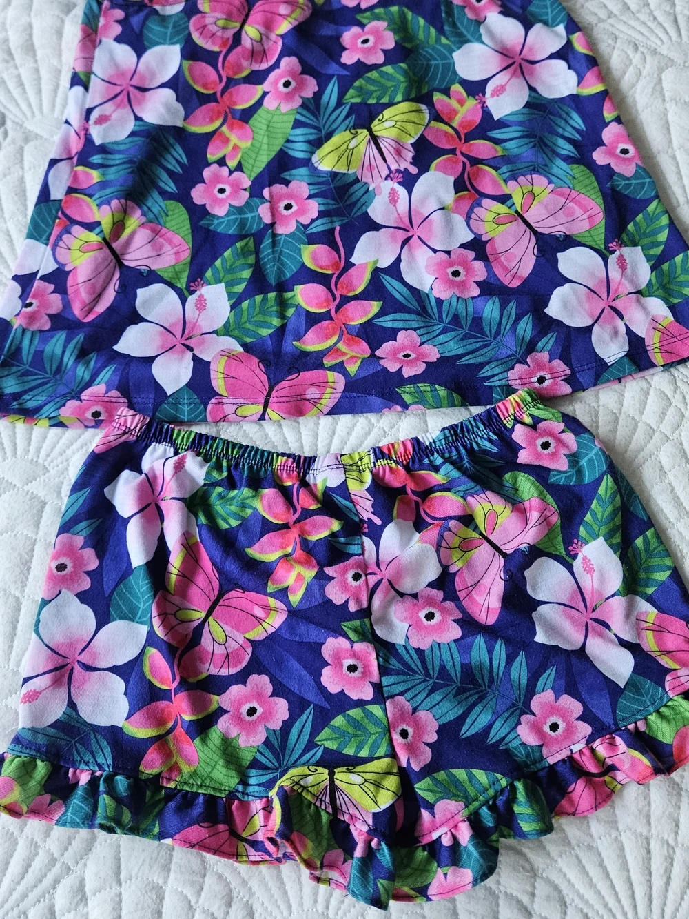 The Children's Place Navy Floral & Butterfly Pajamas Set with Pink Accents